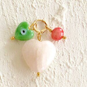 Charms Mix with  Evil Eye and Pink Quartz heart Pendant | Boho Charms Mix